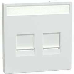 Carátula, system m, with lid & label for 2 data socket, blanco artico