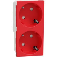 New unica system +, schuko doble rojo con piloto (raptor)