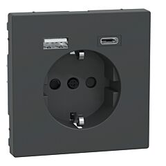 Enchufe + cargador usb a+c, d-life, 2p + e, 16a, conexión rápida, antracita