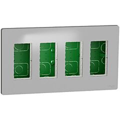 New unica system +, puesto de trabajo 4 columnas empotrar aluminio