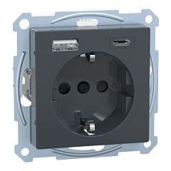 Schuko doble usb a+c antracita 3ma