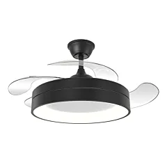 Ventilador de aspas retráctiles y luz LED Volga Negro
