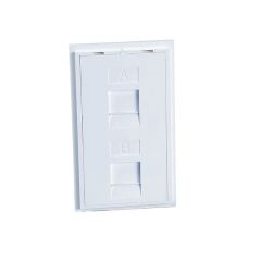 Módulo plano standard con antipolvo blanco nieve para 2 conectores tipo keystone 19,4mm/20,4mm/comms