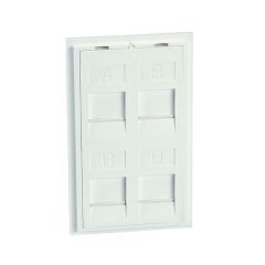 Módulo plano standard con antipolvo blanco nieve para 4 conectores tipo keystone 19,4mm/20,4mm/comms